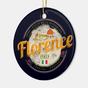 Florence capital of Tuscany Italy vintage souvenir Ceramic Tree Decoration
