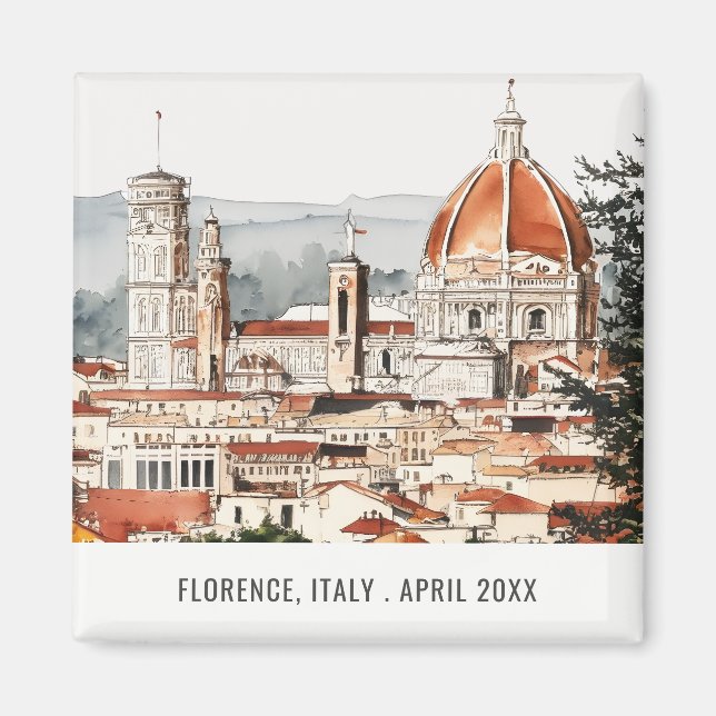 Florence Cathedral Italy Watercolor Italian Travel Magnet (Front)