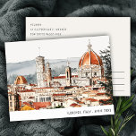 Florence Cathedral Italy Watercolor Italian Travel Postcard<br><div class="desc">If you need any further customisation please feel free to email me on yellowfebstudio@gmail.com. or message via Zazzle.</div>
