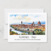 Florence city skyline watercolor tourist curio