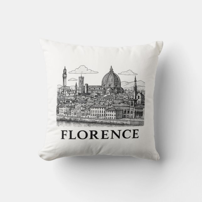 Florence Cityscape – Duomo Cathedral Line Art Cushion (Front)