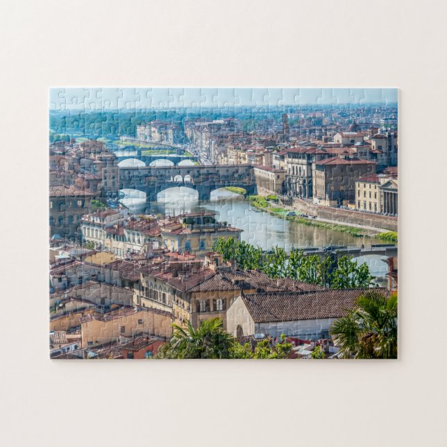 Florence cityscape - Ponte Vecchio over Arno river Jigsaw Puzzle (Horizontal)