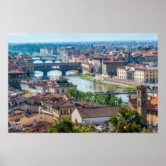 Florence cityscape - Ponte Vecchio over Arno river Poster (Front)