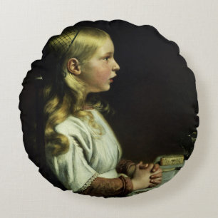 Florence Cope Saying Grace at Dinnertime Round Cushion