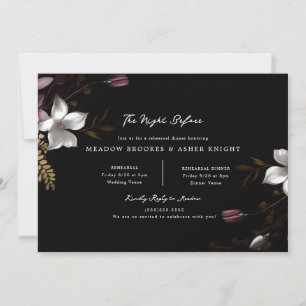 Florence Dark Floral Wedding Rehearsal Invitation