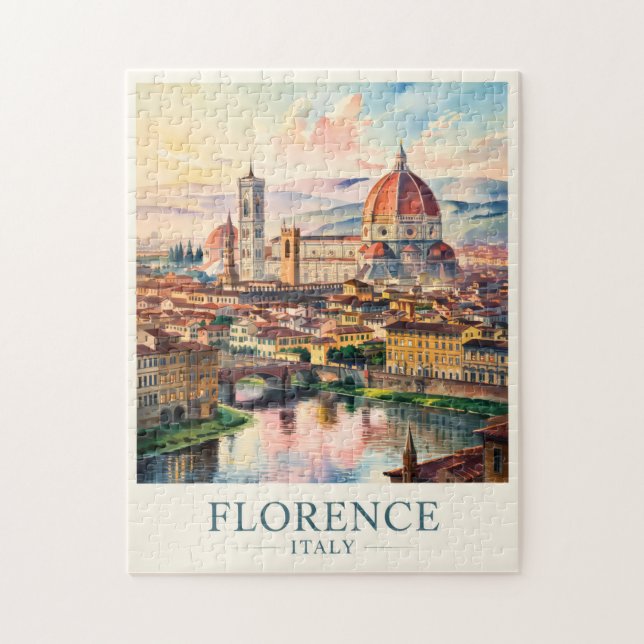 Florence Duomo Cathedral Watercolor Travel Jigsaw Puzzle (Vertical)
