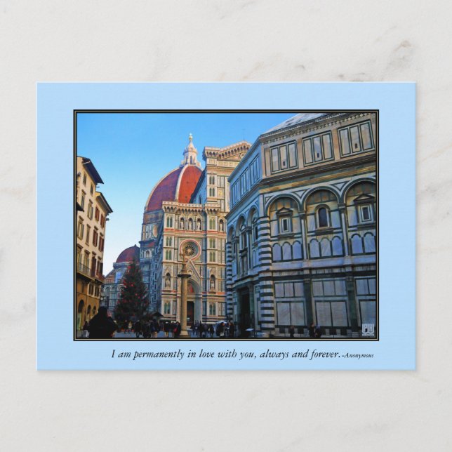 Florence Duomo Cathedral with Love Quote Postcard (Front)