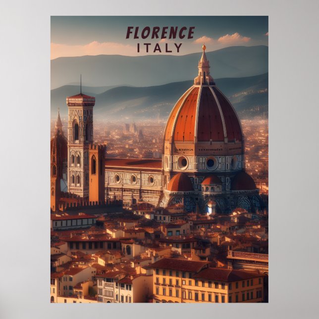 Florence Duomo Santa Maria del Fiore Italy Travel Poster (Front)
