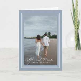 Florence Dusty Blue Elegant Wedding Thank You Card