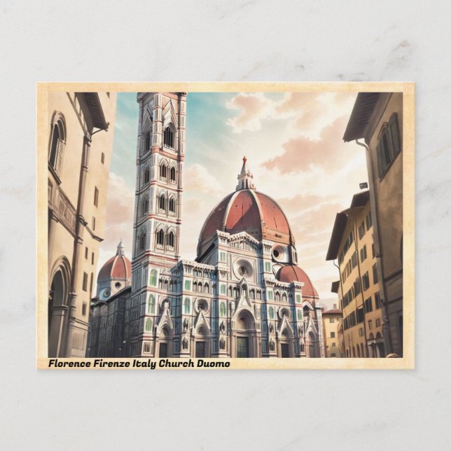 Florence Firenze Italy Church Duomo Vintage Postcard (Front)