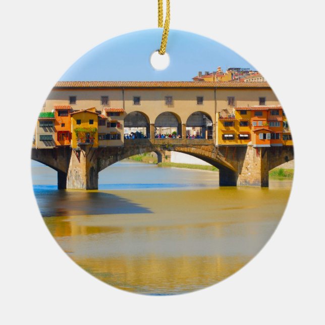 Florence -Firenze, Ponte vecchio Ceramic Tree Decoration (Front)