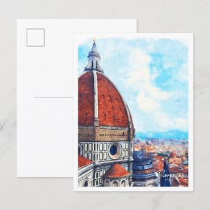 Florence Italy Beautiful Watercolor Landscape Postcard