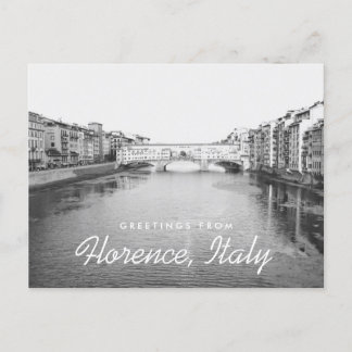 Florence Italy Black & White Ponte Vecchio Bridge Postcard