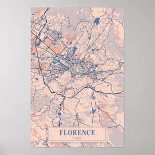 Florence Italy Breezy City Map Travel Poster