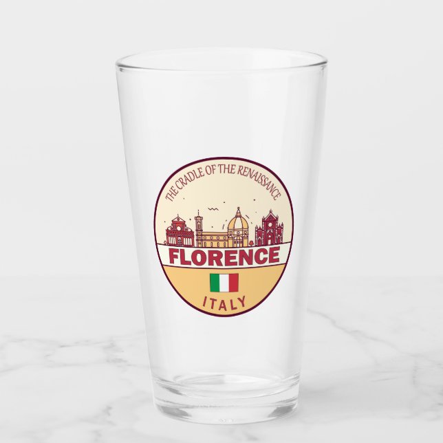 Florence Italy City Skyline Emblem Glass (Front)