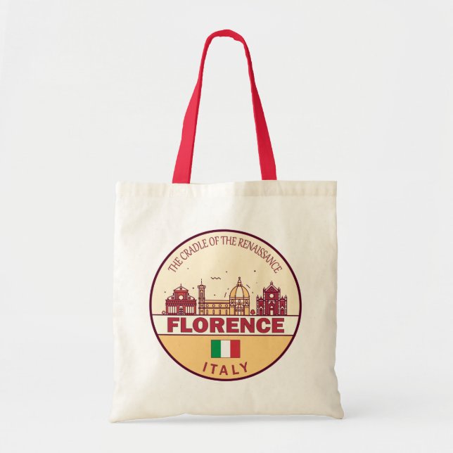 Florence Italy City Skyline Emblem Tote Bag (Front)