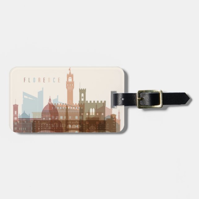 Florence, Italy | City Skyline Luggage Tag (Front Horizontal)