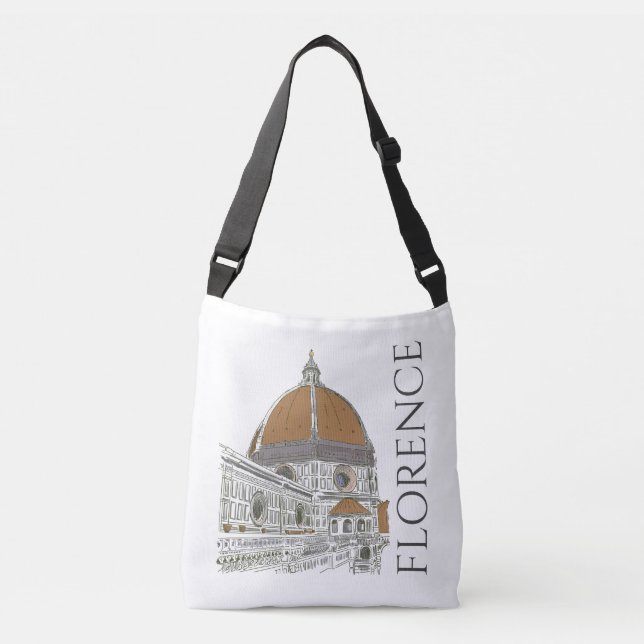 Florence Italy Duomo Pen and Ink Illustration Crossbody Bag (Front)