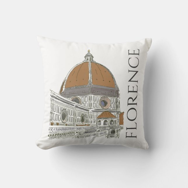 Florence Italy Duomo Pen and Ink Illustration Cushion (Front)