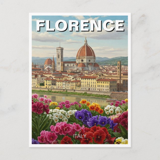 Florence Italy Flowers Travel Postcard (Front)