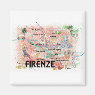 Florence Italy Illustrated Map with Landmarks Magnet