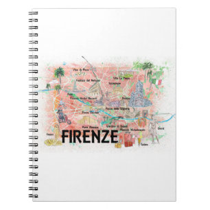 Florence Italy Illustrated Map with Landmarks Notebook