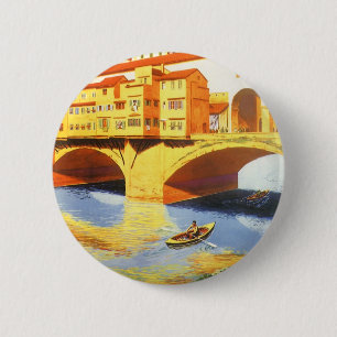 Florence Italy Ponte Vecchio Bridge Vintage Travel 6 Cm Round Badge