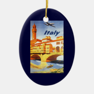 Florence Italy Ponte Vecchio Bridge Vintage Travel Ceramic Tree Decoration