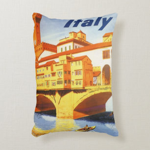 Florence Italy Ponte Vecchio Bridge Vintage Travel Decorative Cushion