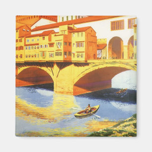 Florence Italy Ponte Vecchio Bridge Vintage Travel Magnet