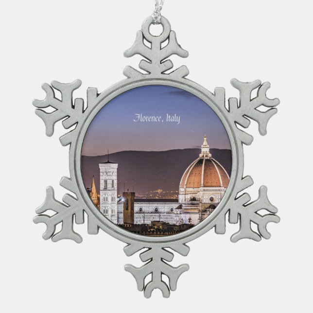 Florence, Italy Snowflake Pewter Christmas Ornament (Front)