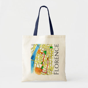 Florence Italy Street Map in Watercolor Tote Bag
