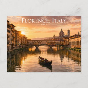 Florence Italy Sunset Travel Postcard