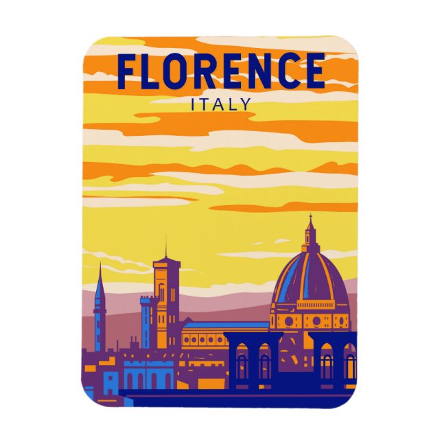 Florence Italy Travel Art Vintage Magnet (Vertical)