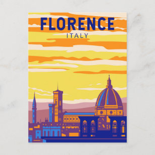 Florence Italy Travel Art Vintage Postcard