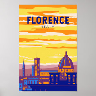 Florence Italy Travel Art Vintage Poster