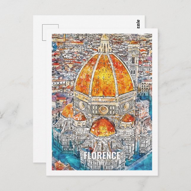 Florence Italy Travel Place Watercolor Postcard (Front/Back)