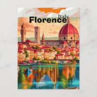 Florence Italy Travel Postcard, Florence Travel Ar