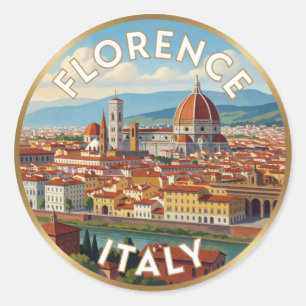 Florence Italy Tuscany Travel Scene ☀️ Classic Round Sticker