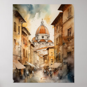 Florence Italy Watercolor Art Print Poster