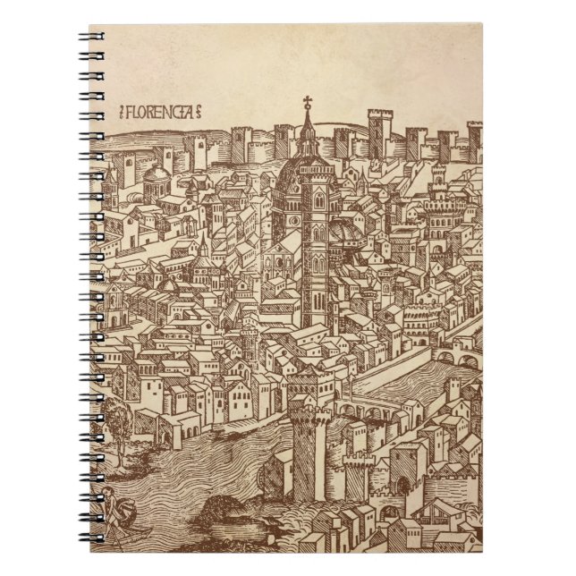Florence, Mediaeval Woodcut Spiral Notebook (Front)