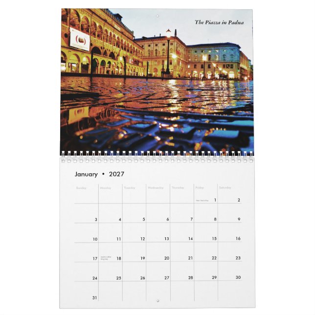 Florence, Milan and Rome Calendar (Jan 2027)