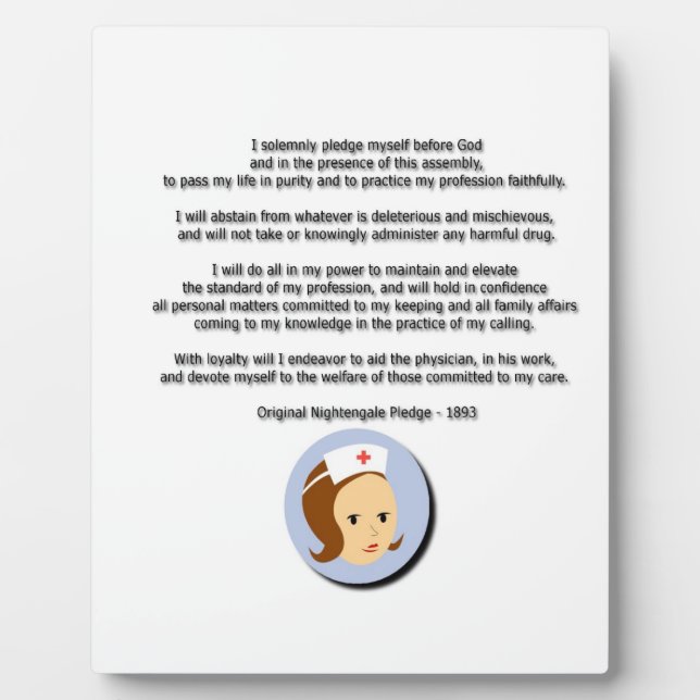 Florence Nightingale Pledge Plaque (Front)