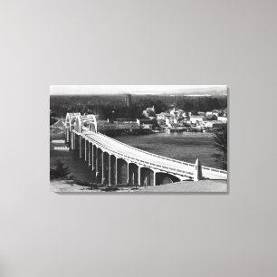 Florence, Oregon Town View and Siuslaw Bridge Canvas Print
