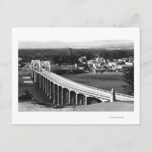 Florence, Oregon Town View and Siuslaw Bridge Postcard