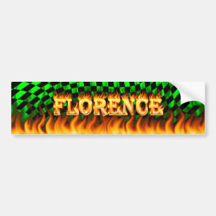 Florence real fire and flames bumper sticker desig