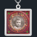 FLORENCE RENAISSANCE FRUITS PHOTO TEMPLATE Emerald Silver Plated Necklace<br><div class="desc">Elegant , classic, vibrant Renaissance fine art , masterpiece from Bottega della Robbia  ( Florence - Italy  ) in bright red, green, purple, brown colours  .</div>