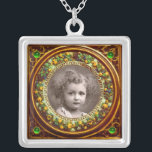 FLORENCE RENAISSANCE FRUITS PHOTO TEMPLATE Emerald Silver Plated Necklace<br><div class="desc">Elegant , classic, vibrant Renaissance fine art , masterpiece from Bottega della Robbia  ( Florence - Italy  ) in bright brown, yellow, green, blue, colours  .</div>
