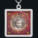FLORENCE RENAISSANCE FRUITS PHOTO TEMPLATE Topaz Silver Plated Necklace<br><div class="desc">Elegant , classic, vibrant Renaissance fine art , masterpiece from Bottega della Robbia  ( Florence - Italy  ) in bright red, brown, yellow, green, colours  .</div>
