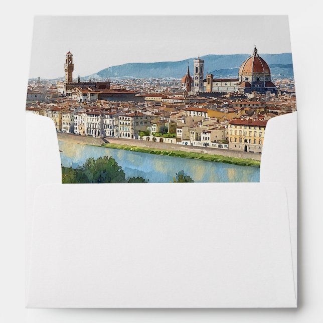 Florence Skyline Wedding Return Address Envelope (Back (Bottom))